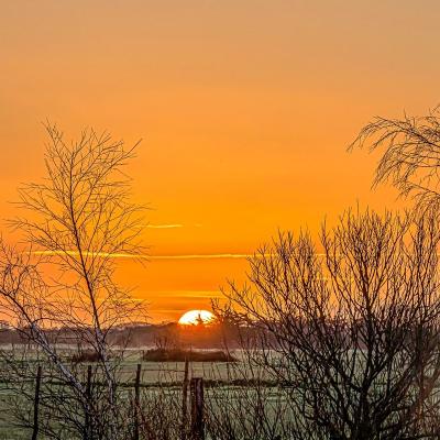 Le soleil pointe à l 'horizon